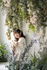 女性と植物