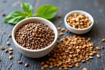 Obraz premium describe how consuming chia seeds and flaxseeds enhances hormone balance for muscle hypertrophy.