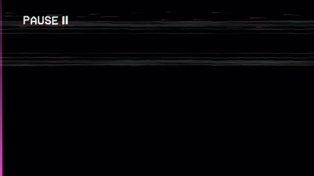 Pause VHS video tape with damage effect. 4k video