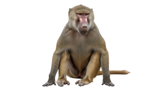 Isolated Baboon Sitting