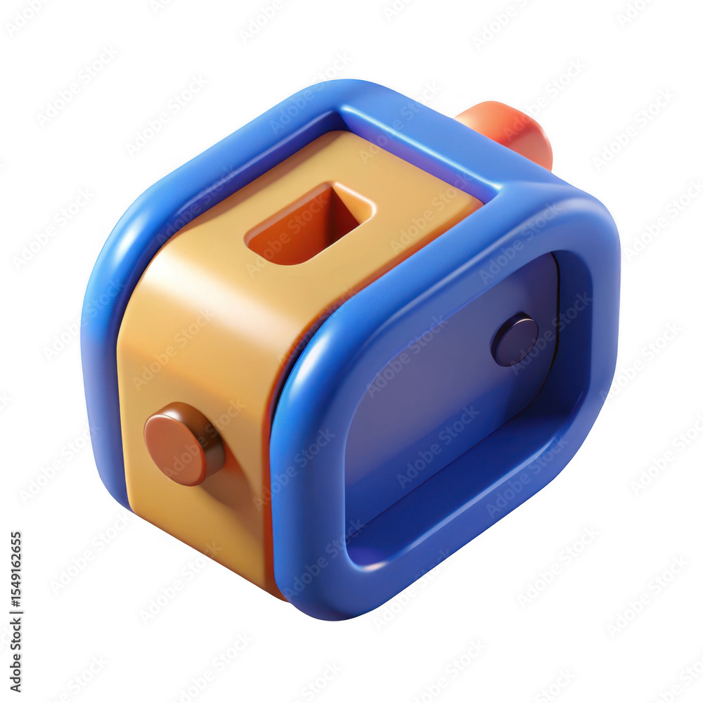 Poster 3d abstract geometric object blue and orange 3d render isolated on transparent background