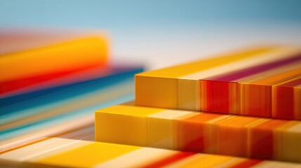 Abstract stacked blocks of vibrant, layered colors
