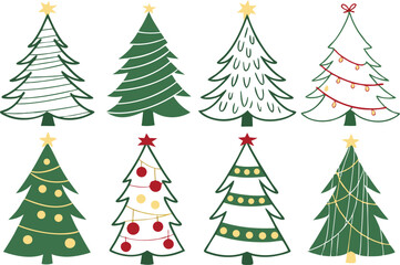 Christmas Tree Clipart Collection for Holiday Crafts and Designs. Festive Christmas Tree Clipart Set for Cards and Invitations. Cute and Colorful Christmas Tree Clipart for Seasonal Projects