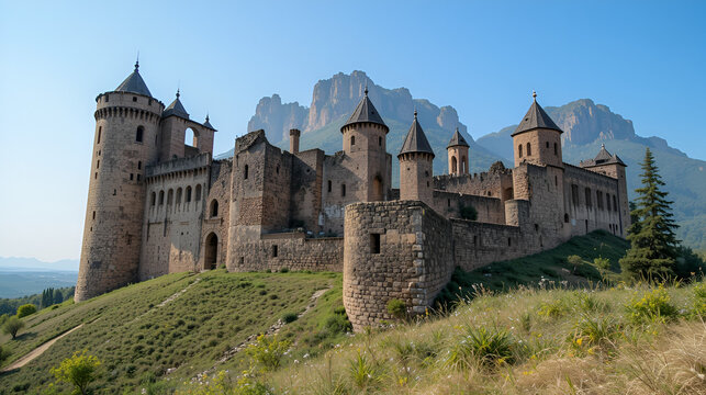 Castillo fortaleza en ruinas sobre colina en Almonacid de Toledo