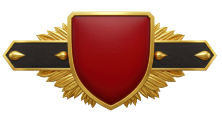Blank Red Shield Gold Award Emblem Badge 3D Render isolated Graphic