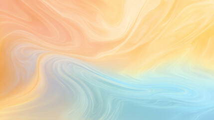 Obraz premium Abstract pastel swirl background blending soft orange, yellow, and blue tones in a smooth fluid gradient design