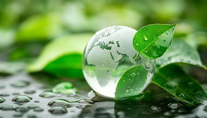 Concept of World Water Day.Transparent glass