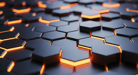 Futuristic Hexagonal Pattern with Glowing Edges for Tech and Innovation