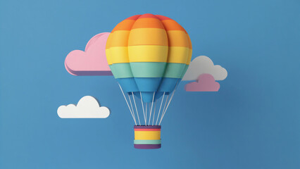 Colorful hot air balloon soaring through the sky