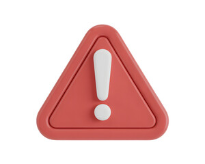 Red Alert Sign with Exclamation Mark on Transparent Background