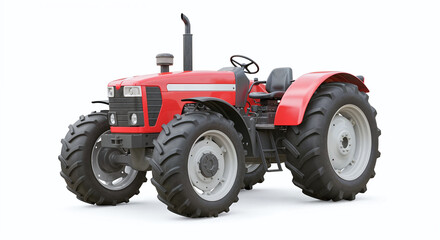 Obraz premium Clean red tractor, unbranded, on seamless white background with soft lighting.