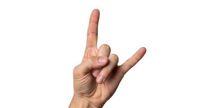 Isolated Hand Making Rock On Sign