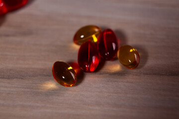 pills on a wooden table, medicine