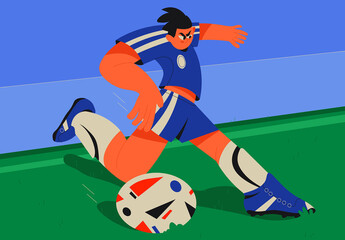 Blue Flat Soccer Full Set Illustration