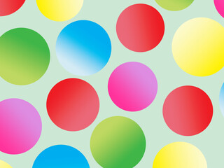 The background is full of bright colorful circles in various sizes and color gradients, creating a dynamic abstract pattern.