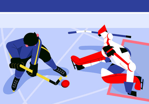 Blue Flat Hockey Game Full Set Illustration