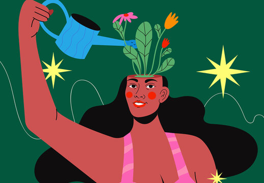 Flat Design Mental Health Full Set Illustration