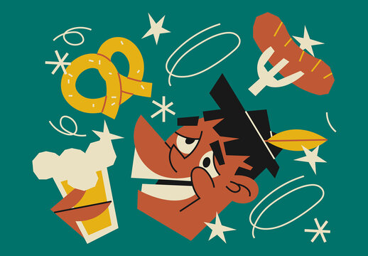 Green Flat Oktoberfest Full Set Illustration