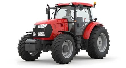 Obraz premium Clean red tractor, unbranded, on seamless white background with soft lighting.