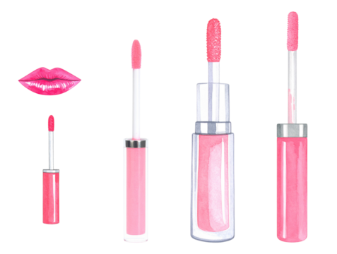 A collection of pink lip products showcasing various styles and finishes.