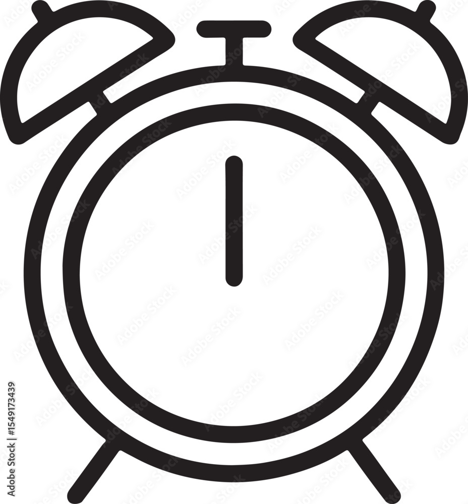 Poster minimalist alarm clock illustration with clean lines symbolizing time management and punctuality in 