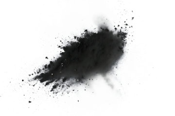 black chalk pieces and dust flying effect explode isolated on white background PNG ,ai generated