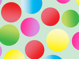 The background is full of bright colorful circles in various sizes and color gradients, creating a dynamic abstract pattern.