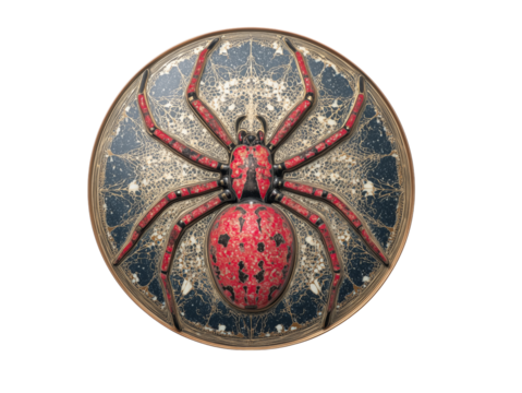 A circular round token border frame with a theme of spider and White or transparent background