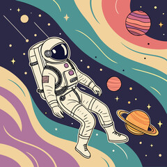 Astronaut Floating in Galaxy T-shirt Design, Transparent Background