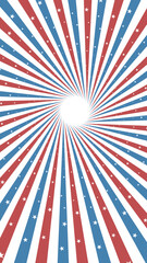 Vertical Patriotic Red White Blue Radial Starburst for 4th of July Background