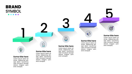 Infographics template. 3d stairs with numbers and 5 steps
