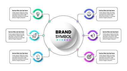 Infographic template. Circle with line and 6 options