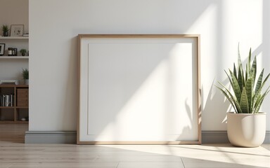 Frame mockup, ISO A paper size. Living room wall poster mockup. Interior mockup with house background. Modern interior design. 3D render. High quality