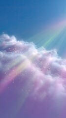 Dreamy Pastel Clouds with Sparkling Rays of Light
