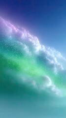 Dreamy Teal Gradient Sky with Sparkling Clouds