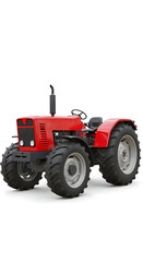 Obraz premium Clean red tractor, unbranded, on seamless white background with soft lighting.