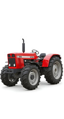 Obraz premium Clean red tractor, unbranded, on seamless white background with soft lighting.