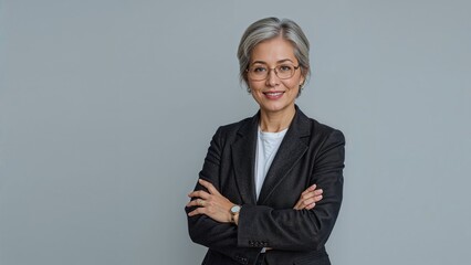 Confident businesswoman smiling with arms crossed