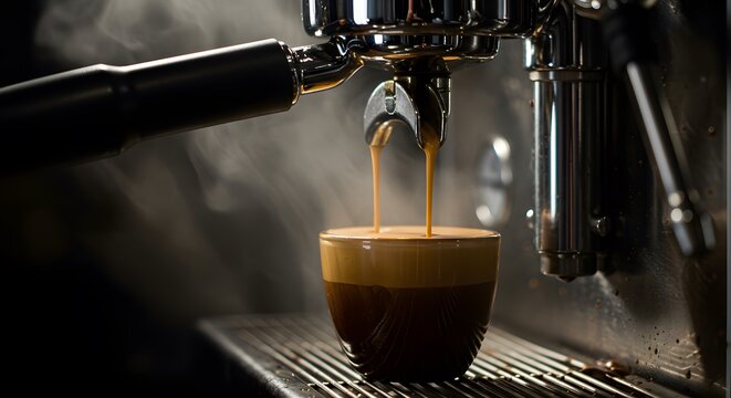 Espresso Extraction A Close-Up Shot of Coffee Brewing