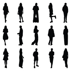 Vector collection set of individual people silhouettes.	
