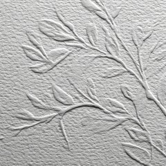 Embossed Silver Paper Texture with Delicate Plant Pattern