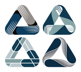 Abstract Geometric Triangle Logos with Rounded Corners