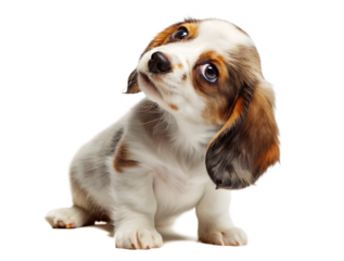 cute puppy tilting head pensively isolated on white background PNG ,ai generated