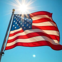 Patriotic American Flag Waving in wind, 4th July Wallpapers, independence day