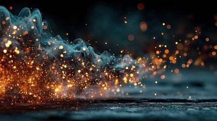 Fiery Sparks and Smoke on Dark Background