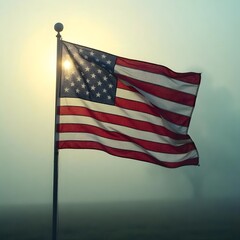 Patriotic American Flag Waving in wind, 4th July Wallpapers, independence day