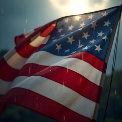 Patriotic American Flag Waving in wind, 4th July Wallpapers, independence day