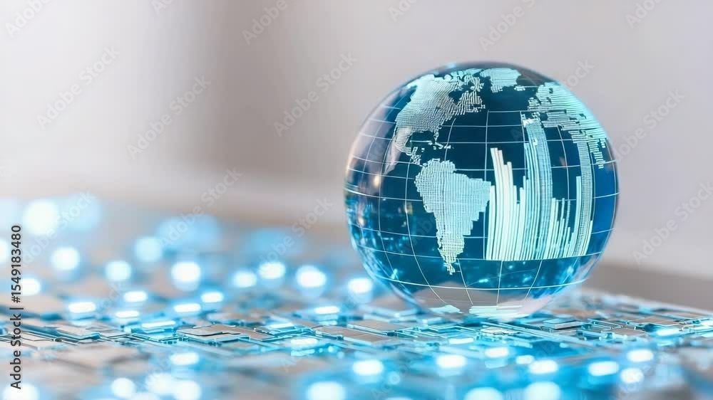 Poster environmental conservation, eco friendly and sustainable concept. a transparent globe with digital c