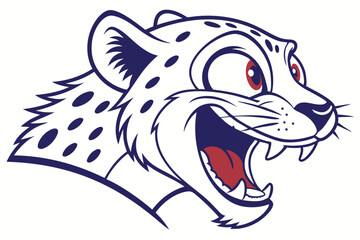 Cartoon jaguar with red eyes and mouth wide open showcases its wild, untamed nature