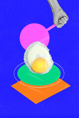 3D collage poster template trend artwork sketch of food chef dinner calories gourmet anonymous hand...